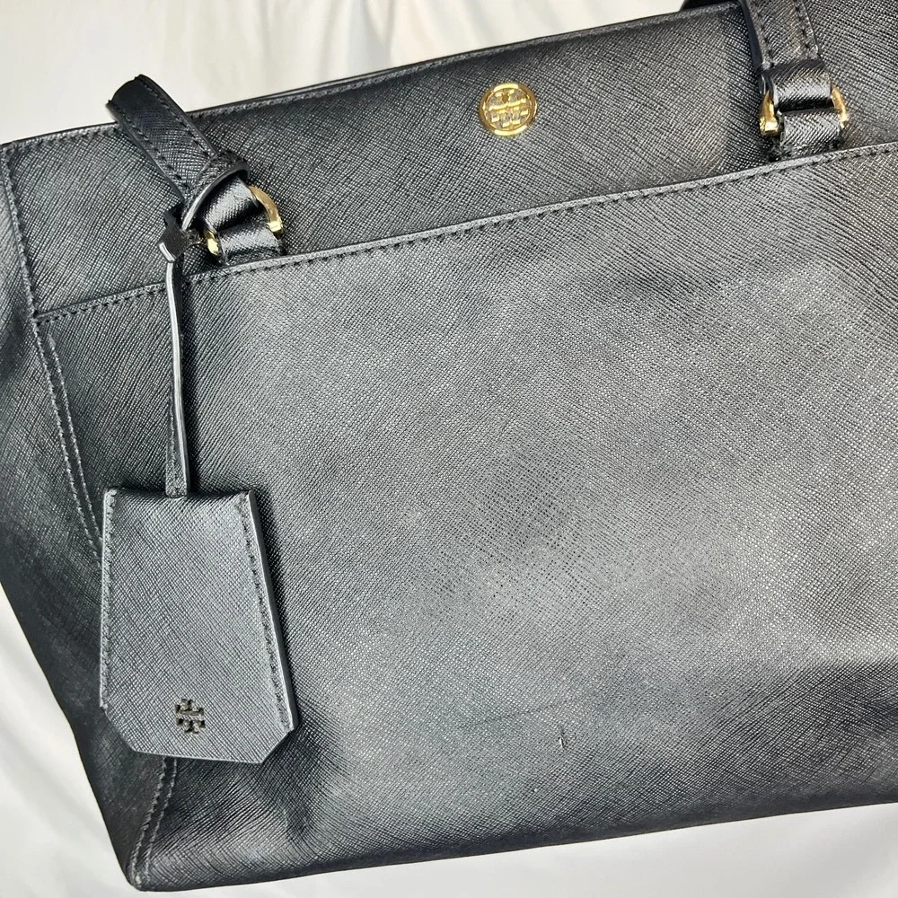 Tory Burch Tote Bag Black Saffiano Leather Shoulder Bag‎ Work Travel